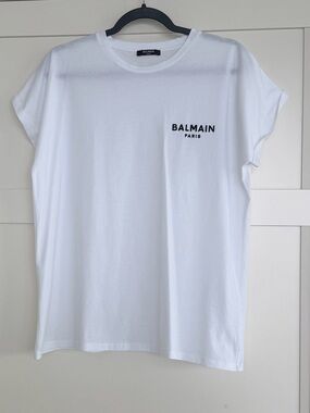 Balmain White Logo Tag Tee